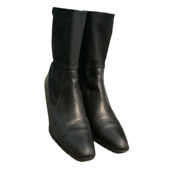 PAUL GREEN Women's Black Leather Almond Toe Block Heel Boots-Size 6 - Picture 7 of 16